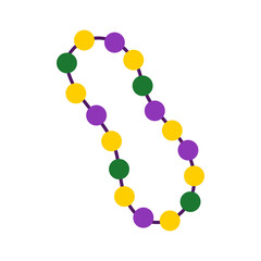 Mardi Gras Beads Necklace Icon. Festival carnival parade holiday party neck accessory. Isolated vector illustration