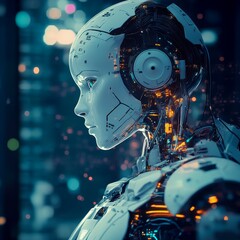 Fototapeta premium A robot with a face and a pair of headphones