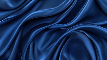 Fototapeta premium Deep blue satin fabric drapes in elegant folds