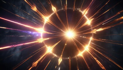 Fototapeta premium Arrows radiating outwards from a central point like rays of light or energy, speed, arrows