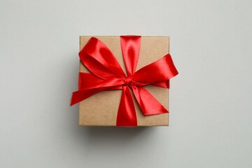 Beautiful gift box on gray background