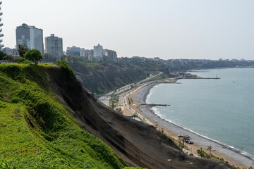 Lima coastline with cliffs and cityscape