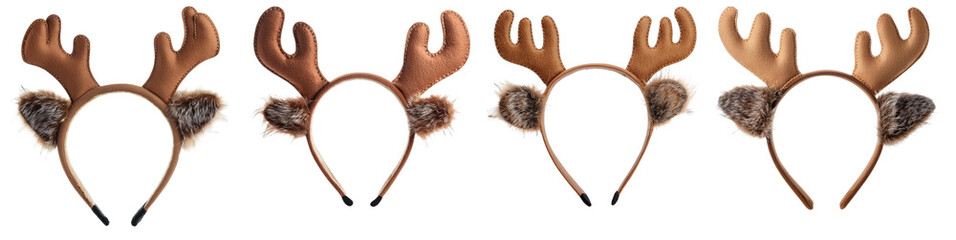 Fototapeta premium A collection of festive reindeer antler headbands for joyful celebrations.