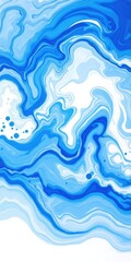 Abstract blue and white swirling painting resembling ocean waves, modern, colorful, watercolor