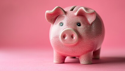 Pink Piggy Bank Savings Financial Security