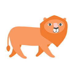 A bold lion with a vibrant orange mane, standing confidently. Ideal for safari, wildlife, and natural jungle-themed artwork and illustrations.
