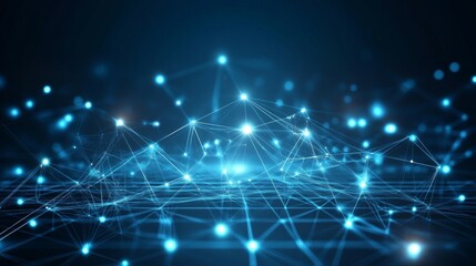 Obraz premium An abstract financial graph with glowing data points and smooth lines, set against a dark gradient background, conveying a modern and high-tech feel