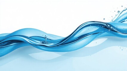 Refreshing blue water wave splashing on white background