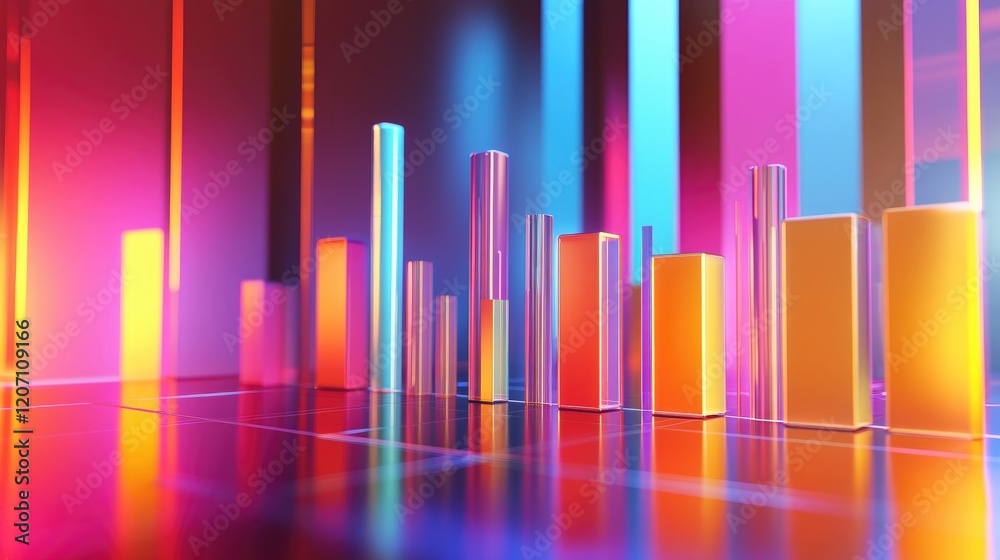 Poster a d bar graph displayed on a sleek digital dashboard, showing financial performance metrics with vib