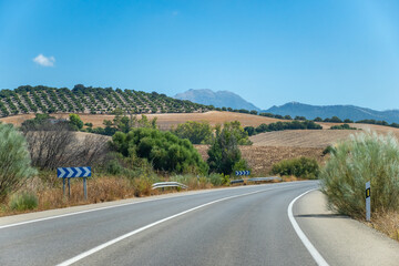 Summer in national park la Sierra de Grazalema, Andalusian white villages touristic route in Spain