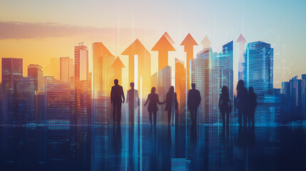 abstract professional business team people connection of line from nail node to node on Smart digital cityscap and skyline background , Innovation networking concept