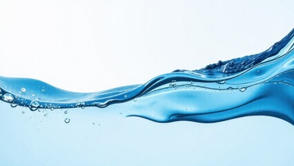 Refreshing pure water wave splashing with air bubbles on gradient background