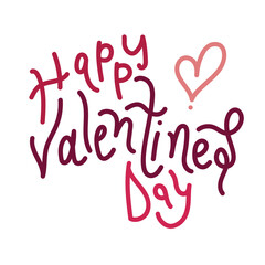 Happy Valentines Day Calligraphy with pink text and white background. 