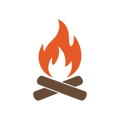 Campfire Icon with Logs and Flames in Minimalist Design Vector