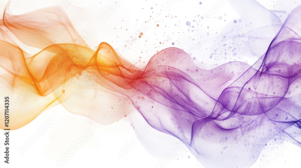 Poster an abstract watercolor background in soft pastel shades with flowing, organic shapes, creating a cal