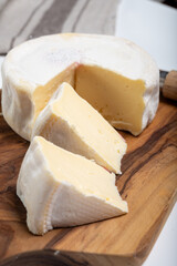 Cheese collection, French reblochon de savoie gratin cow milk cheese close up