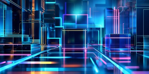 Modern digital abstract 3D background. Copy space. Based on Generative AI
