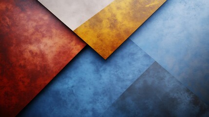 Abstract geometric shapes intersect dynamically warm and cool textured hues. AI Generated