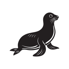 seal silhouette, black and white silhouette, vector and illustration