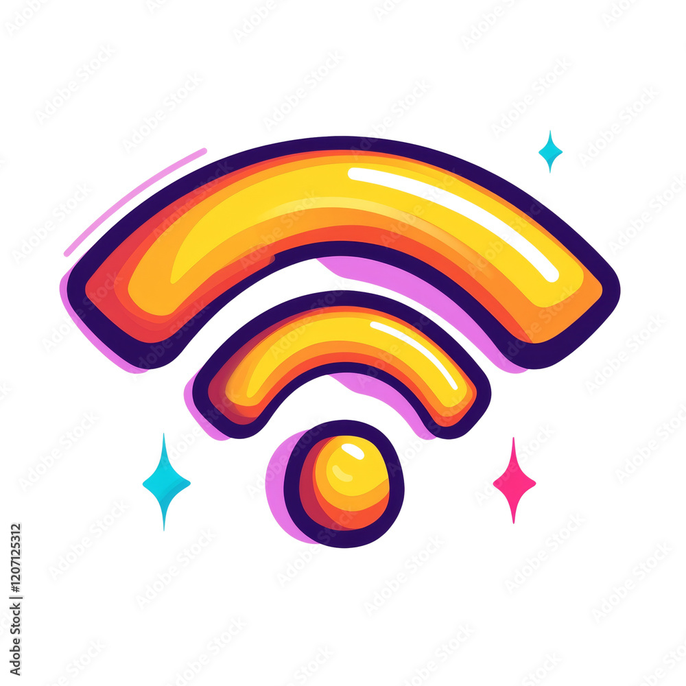 Aufkleber a stylized illustration depicts a wifi signal icon with a vibrant color palette and a three dimensio