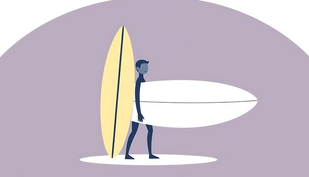 Surfer Carrying Surfboards Beach Summer Ocean