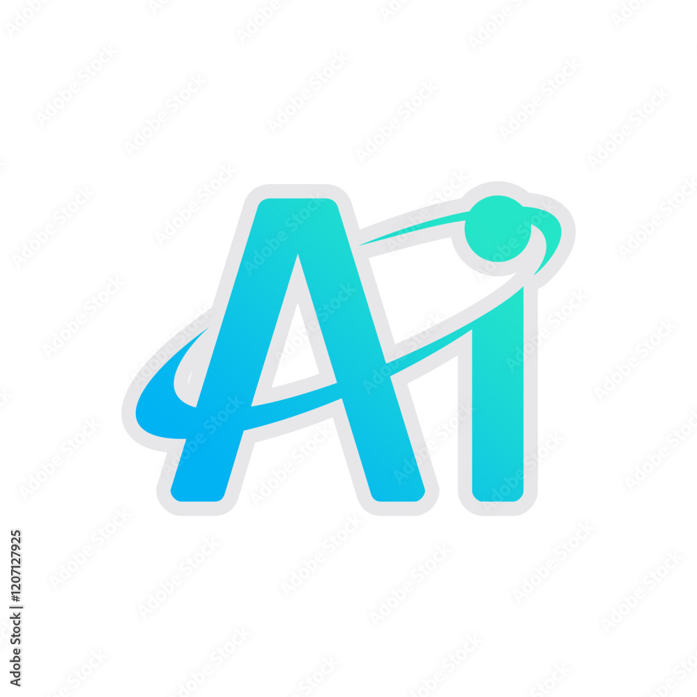 Fototapete initial lowercase letter ai, artificial intelligence ai and circuit board. icon for design. easily e