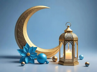 Arabic lantern of ramadan celebration background illustration, Lanterns stands in the desert at night sky, lantern islamic Mosque, crescent moon Ramadan Kareem themed illustration background