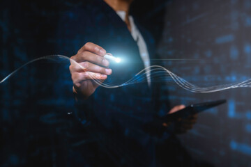 Data Digital transformation Hand touching the Universe, A Conceptual Shift in Digital...