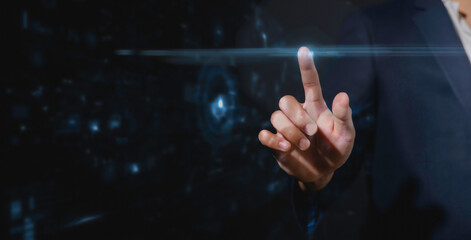 Data Digital transformation Hand touching the Universe, A Conceptual Shift in Digital Transformation for Next-Generation Technology.