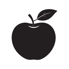 apple silhouette, black and white silhouette, vector and illustration
