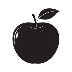 apple silhouette, black and white silhouette, vector and illustration