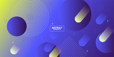 Abstract geometric background with bright blue and yellow gradient design. Colorful two-tone circle pattern elements. Vector Eps10