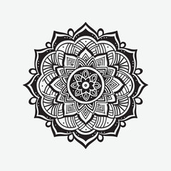 A simple line drawing mandala. Vector graphic design for a coloring book, Cards, Posters, Flyers, Banners. Complex symmetrical mandala design