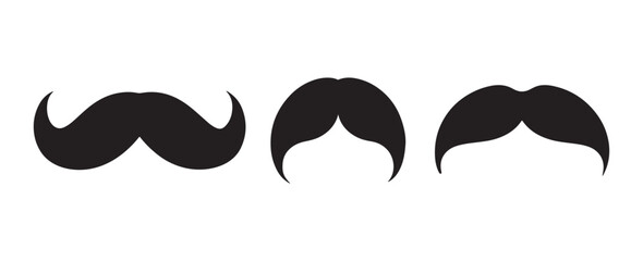 set of mustache silhouette, black and white silhouette, vector and illustration