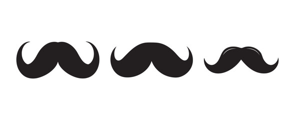 set of mustache silhouette, black and white silhouette, vector and illustration