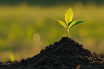 a vibrant tree sprouting from a miniature