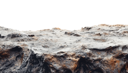 Desolate alien landscape with rocky mountains and craters