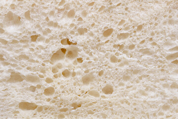 porous pattern of white soft bread crump