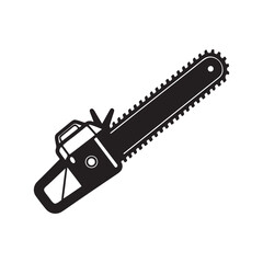 Chainsaw silhouette, black and white silhouette, vector and illustration