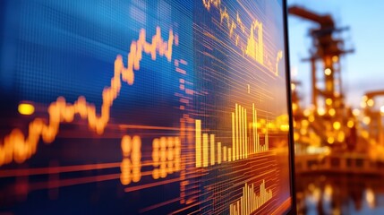 Obraz premium screen showing real-time crude oil price fluctuations,
