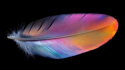 Iridescent feather in detailed macro view