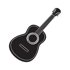 guitar silhouette, black and white silhouette, vector and illustration