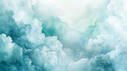 Naklejka premium The sky is filled with clouds, and the colors are blue and green