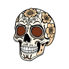 Fototapeta premium Stylized Hipster Smoking Illustration with Retro Sunglasses and Detailed Hair Design, Skull PNG for T shirt Design