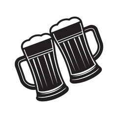 beer mug silhouette, black and white silhouette, vector and illustration