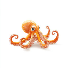 Cute Orange Octopus Cartoon Character