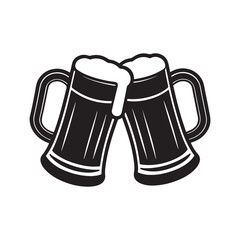beer mug silhouette, black and white silhouette, vector and illustration