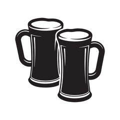 beer mug silhouette, black and white silhouette, vector and illustration
