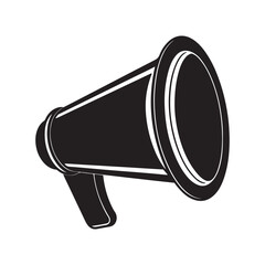 megaphone silhouette, black and white silhouette, vector and illustration