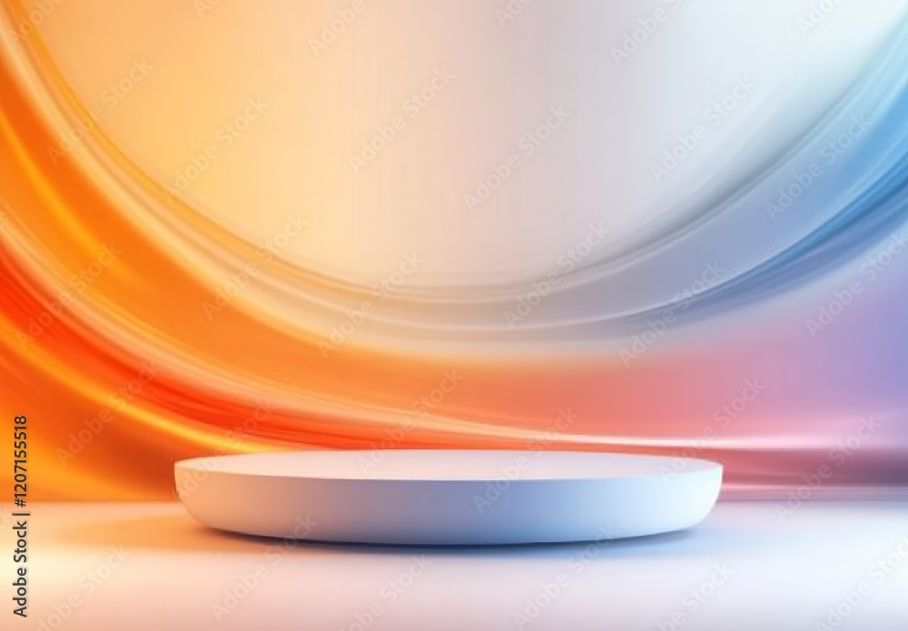 Poster Abstract colorful background with a white round platform.